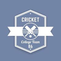 logo vintage della squadra di cricket, segno, emblema del cricket, illustrazione vettoriale