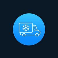icona lineare del vettore del camion del frigorifero