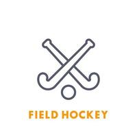 icona di hockey su prato, lineare isolato su bianco vettore