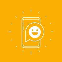 icona di feedback positivo e buono con un telefono vettore