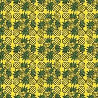 modello di ananas senza cuciture. illustrazione vettoriale con icone di ananas su sfondo giallo. modello di ananas vintage