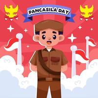 patriota indonesia nel giorno di pancasila vettore
