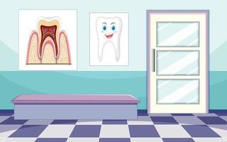 interno della stanza della clinica odontoiatrica vettore