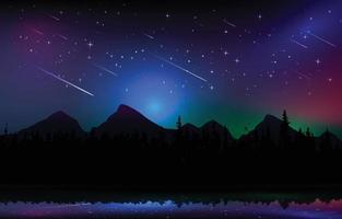 concetto di sfondo di pioggia di meteoriti di notte vettore