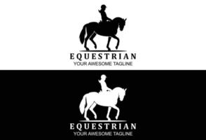 modello di logo creativo silhouette equestre vettore