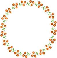 cornice rotonda di fiori. illustrazione vettoriale in stile cartone animato