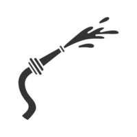 icona del glifo con manichetta antincendio. attrezzatura antincendio. simbolo della sagoma. spazio negativo. illustrazione vettoriale isolato