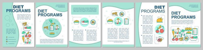 modello di brochure di alimentazione sana. programmi dietetici. volantino, opuscolo, design di stampa di volantini. preparazione del cibo. ingredienti biologici. layout di pagina vettoriali per riviste, relazioni annuali, manifesti pubblicitari