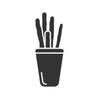 icona del glifo grissini. simbolo della sagoma. grissini. bastoncini salati. spazio negativo. illustrazione vettoriale isolato