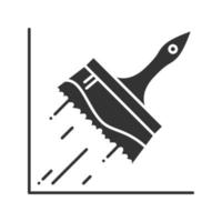 icona del glifo con pennello grande. simbolo della sagoma. pittura, tintura. pennello per colla. spazio negativo. illustrazione vettoriale isolato