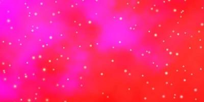 sfondo vettoriale rosa chiaro con stelle piccole e grandi.
