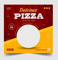 modello di post banner social media pizza. banner sociale per pizza, design banner per pizza, modello di social media fast food per ristorante. design banner per social media pizza con colore giallo e rosso. vettore