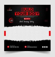 modello di banner post social media palestra fitness con colore nero e rosso, banner social media palestra, illustrazione vettoriale