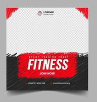 modello di banner post social media palestra fitness con colore nero e rosso, banner social media palestra, illustrazione vettoriale