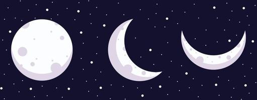 pacchetto di illustrazioni di cartoni animati vettoriali luna carino