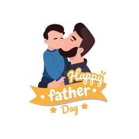 padre che bacia la guancia di suo figlio. concetto di celebrazione della festa del papà felice. vettore