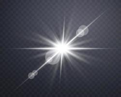 riflesso lente di luce solare argento, flash solare con raggi e riflettore. illustrazione vettoriale. vettore