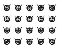 set di emoticon di diavolo e demone sfacciato vettore