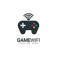 modello di progettazione del logo wifi di gioco, combinazione di icone joystick e wifi vettore