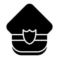 icona del glifo del cappello della polizia vettore