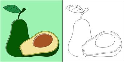 avocado adatto per l'illustrazione vettoriale della pagina da colorare dei bambini