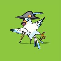 illustrazione vettoriale del fumetto del pappagallo pirata