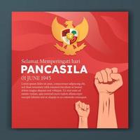 selamat hari pancasila significa felice giorno di pancasila sui social media poster di saluto vettore