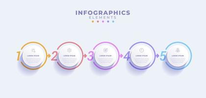 modello di infografica aziendale con cinque opzioni o processo