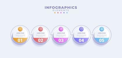 modello di infografica aziendale con cinque opzioni o processo vettore