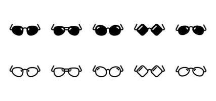 collezione di icone di occhiali isolata su sfondo bianco. semplice e pulito. vettoriale modificabile