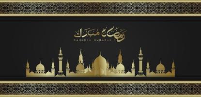 striscione eid mubarak nei toni dell'oro e del nero vettore