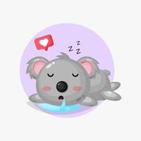illustrazione del simpatico koala che dorme pacificamente vettore