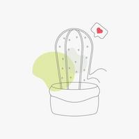 cactus nel disegno della linea del vaso vettore