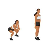 donna che fa esercizio di squat jack. illustrazione vettoriale piatta isolata su sfondo bianco