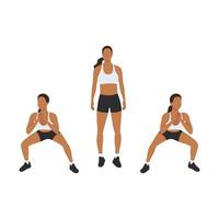 donna che fa esercizio di squat laterale. illustrazione vettoriale piatta isolata su sfondo bianco