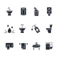 set di icone per il bagno. elementi vettoriali per il simbolo del pacchetto bagno per il web infografico