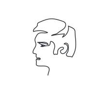 contorno del volto maschile. faccia in stile minimalista. schizzo. una linea silhouette su sfondo bianco. illustrazione vettoriale dell'uomo.
