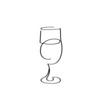 vetro in una riga. cristalleria per birra o vino. continuo in vetro stilizzato. Illustrazione vettoriale su sfondo bianco