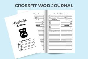 Interiore del pianificatore di wod crossfit. pianificatore di esercizi quotidiani e modello di monitoraggio della forza del corpo. interno di un taccuino. pianificatore di wod crossfit e diario di esercizio tracker interno. vettore