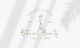 logo disegnato a mano di elemento floreale botanico con fiori selvatici e foglie. logo per spa e salone di bellezza, boutique, negozio biologico, matrimonio, designer floreale, interni, fotografia, cosmetici. vettore