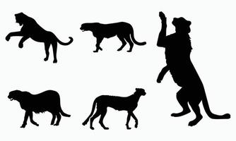 raccolta di silhouette di ghepardo set isolare su sfondo bianco illustrazione vettoriale