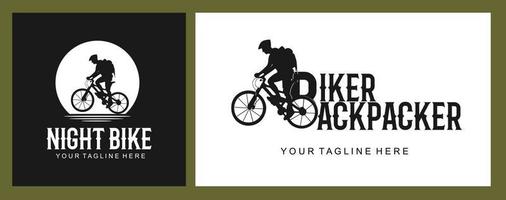 logo illustrazione silhouette maschile in sella a una bicicletta vettore