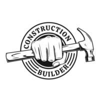 design del logo del costruttore di costruzioni vettore