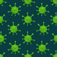 illustrazione vettoriale del pattern del virus. carta da parati di virus e batteri verdi.