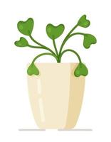illustrazione vettoriale di un bel fiore verde in un vaso bianco. pianta da casa decorativa.