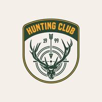 distintivo dell'etichetta del logo del club di caccia disegnato a mano vettore