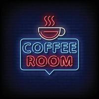 vettore del testo di stile delle insegne al neon della stanza del caffè