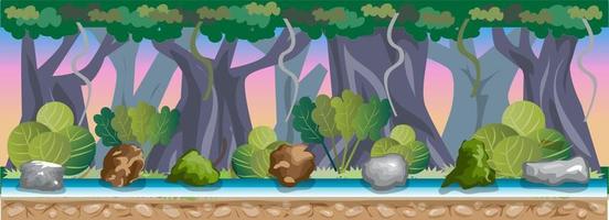 sfondo del gioco della foresta fluviale vettore