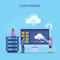 Banca dati. hosting, archiviazione su cloud, archiviazione su server. grandi dati. vettore piatto