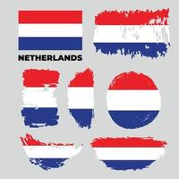 set di bandiere dei Paesi Bassi del grunge. illustrazione di riserva di vettore